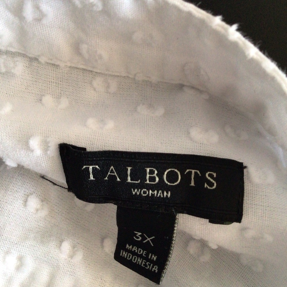 Talbots White Textured Lace-Up Blouse Size 3X roll up sleeve - Picture 9 of 10
